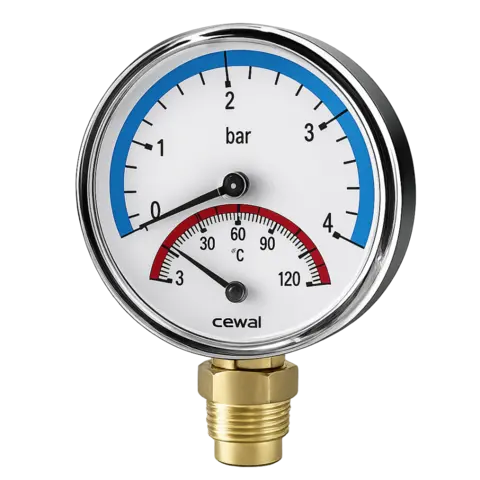 Радіальний термоманометр Cewal TRP 80 VI 1/2" 0-4 бар/0-120°С (91568400) — Photo 2