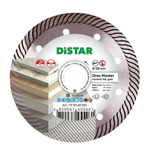 Коло алмазне відрізне по кераміці Distar 1A1R 125 Gres Master (11115160010) — Photo 6