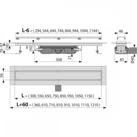 Трап Alca Drain (APZ115-950) Marble Low - без порогів під плитку — Photo 3