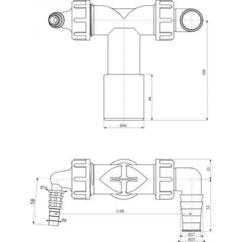 Коліно Alca Drain P156Z із двома штуцерами — Photo 3