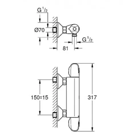 Змішувач для душу Grohe Grohtherm 1000 New з термостатом (34143003) — Photo 3