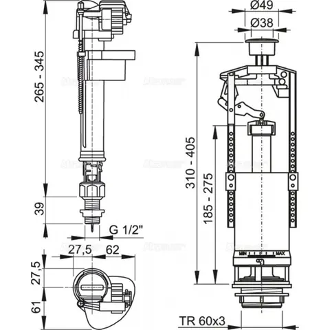 Випускний комплект Alca Drain SA2000S 1/2" CHROM — Photo 3