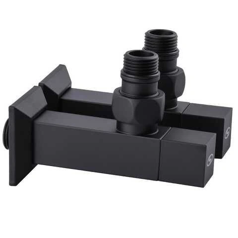 Кран квадратний для сушки для рушників SOLOMON LUX CUBE BLACK 8888 1/2" (комплект) — Photo 2