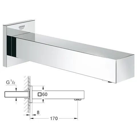 Вилив для ванни 170мм Grohe Eurocube (13303000) — Photo 2