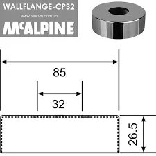 Розета декоративна для труб McAlpine 32х85мм WALLFLANGE-CP32 — Photo 4
