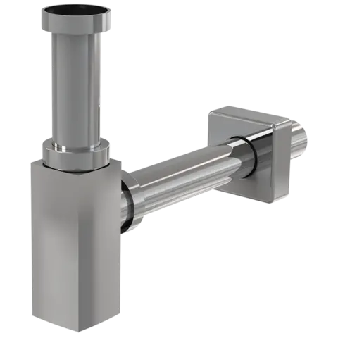Сифон для умивальника цільнометалевий квадратний Alca Drain A401 DESIGN — Photo 2