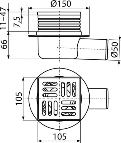 Зливний трап Alca Drain APV26 (мокрий затвор) — Photo 4