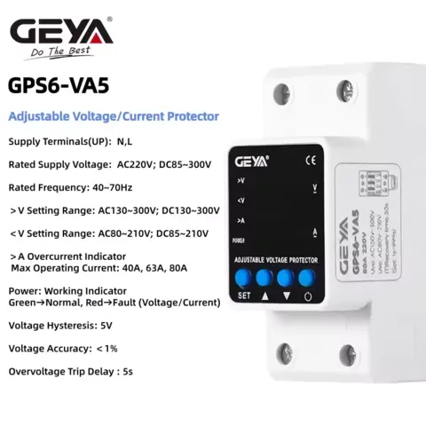 Реле напруги (захист) GEYA GPS6-VA5 (type ZUBR D2-63) (63A) — Photo 5