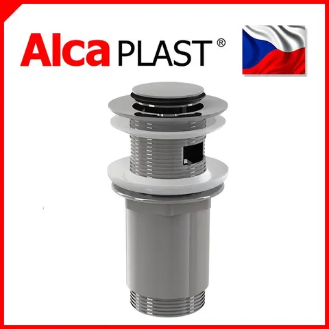Водозлив для умивальника CLICK/CLACK Alca Drain A391 5/4" суцільнометалевий з малою заглушкою — Photo 5