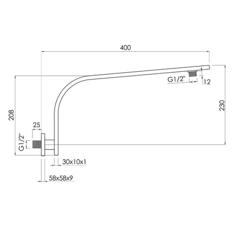 Imprese Тримач верхнього душу 30x10 L=40см (SH01-3010400B) (3010400B) — Photo 3