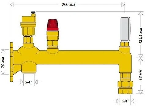 CALEFFI Група безпеки настінна 3bar 3/4" до 50 кВт (336630) — Photo 3