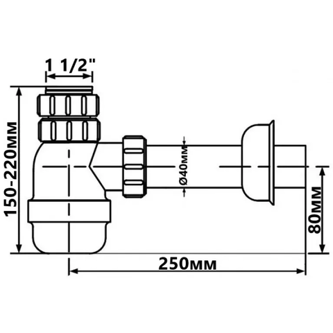 Сифон для кухонного миття 1 1/2х40) без зливу "великий" McAlpine G40APF — Photo 3