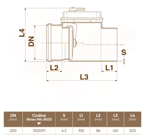 Клапан каналізаційний зворотний ПВХ 200мм Redi 1552091 — Photo 7