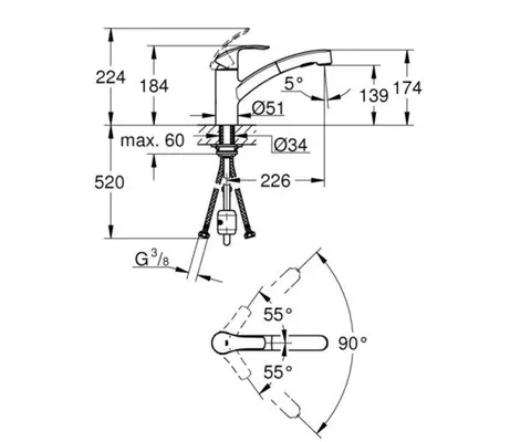Змішувач одноважільний для миття (висувна лійка) Grohe Eurosmart (30305000) — Photo 8