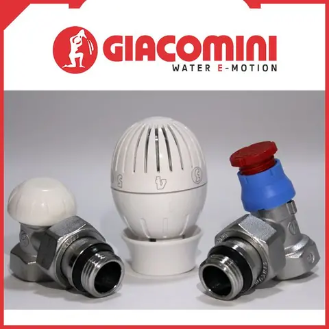 Комплект кутових радіаторних кранів з термоголовкою GIACOMINI (R470FX003) 1/2'' — Photo 4