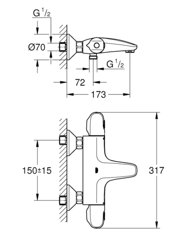 Змішувач для ванни Grohe Grohtherm 1000 New з термостатом (34155003) — Photo 3