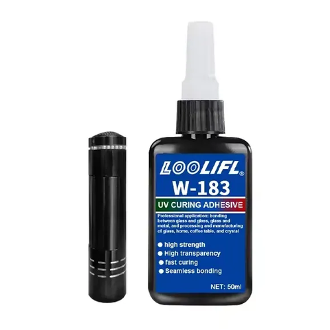 Ультрафіолетовий клей (UV) LOOLIFL W-183 (50мл) з УФ-ліхтариком — Photo 2