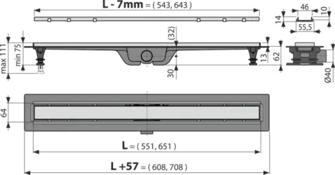 Душовий трап Alca Drain APZ20-650-NB Simple NICKEL-шліфований мат — Photo 3