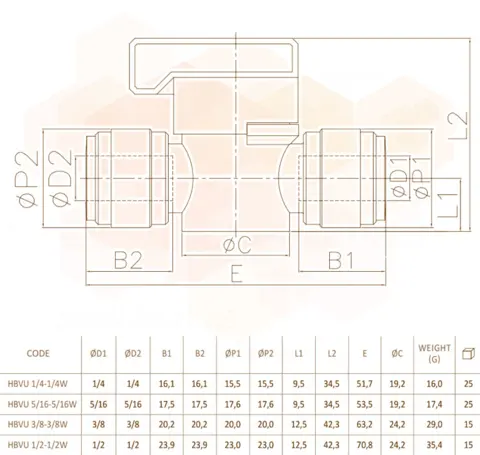 Fluidfit Кран в комплекті зі скобою 1/4" (трубка) (HBVU1/4-1/4W+HCP06-1/4) — Photo 5