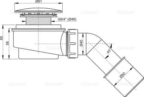 Сифон знижений для піддону Alca Drain A471CR-60 — Photo 4