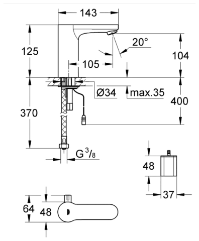 Змішувач для раковини Grohe Eurosmart Cosmopolitan E (36327001) (сенсорний) — Photo 3