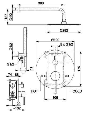 Душева система прихованого монтажу KFA ARMATURA MOZA GOLD золото 5039-501-31 — Photo 11