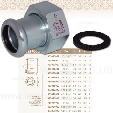 Перехід з накидною гайкою з оцинкованої сталі RM SteelPres 383/002 — Photo 3