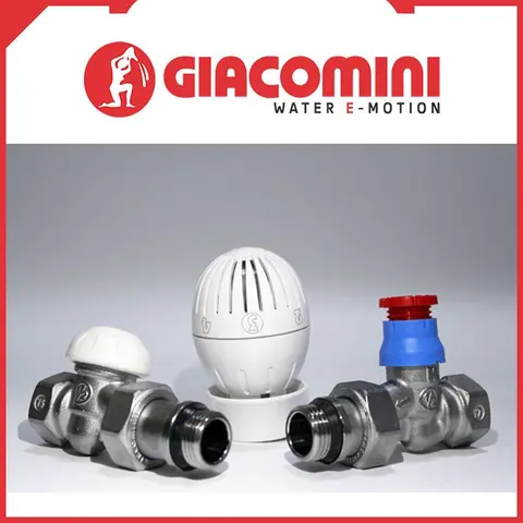 Комплект прямих радіаторних кранів з термоголовкою GIACOMINI (R470FX013) 1/2'' — Photo 4
