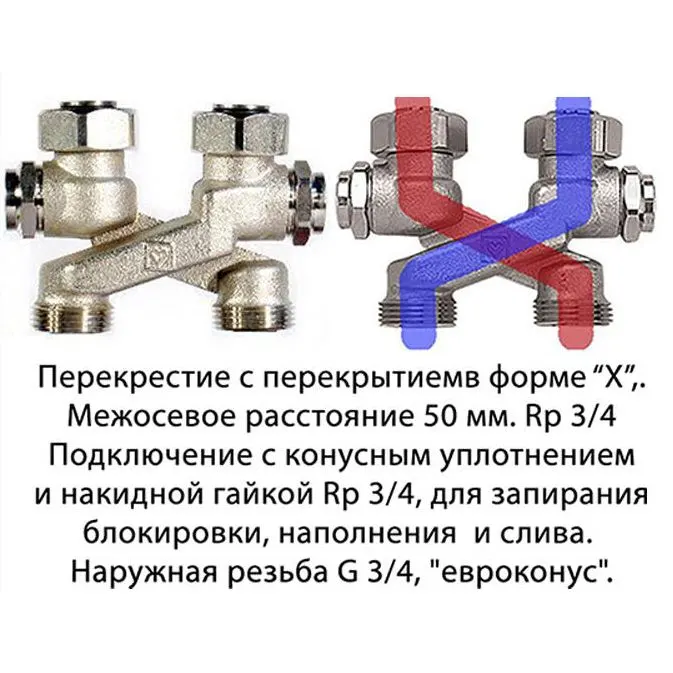 Перехрестя з перекриттям у формі "X" HERZ 1340434 Rp 3/4" x G 3/4"
