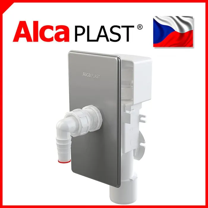 Сифон для пральної машини під штукатурку хромований Alca Drain APS3P з клапаном — Photo 2