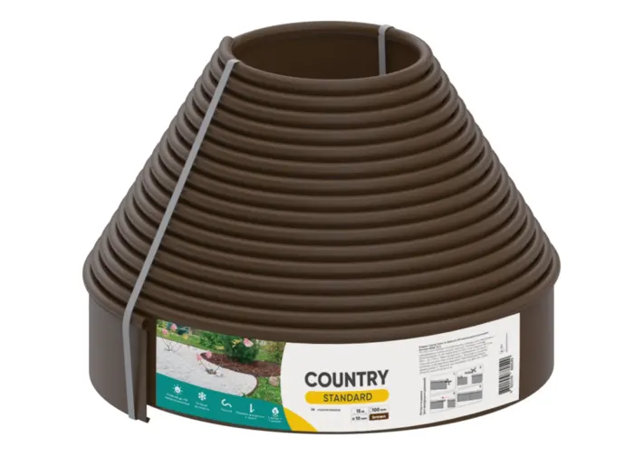 Vodaland Бордюр садовий Country Standard H100 коричневий 15 м (82952-15-BN)