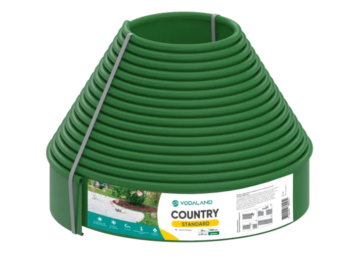 Vodaland Бордюр садовий Country Standard H100 зелений 15 м (82952-15-GN)