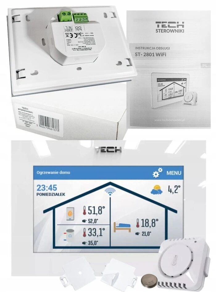 TECH Кімнатний термостат ST-2801 WIFI + OpenTherm (Білий) — Photo 1