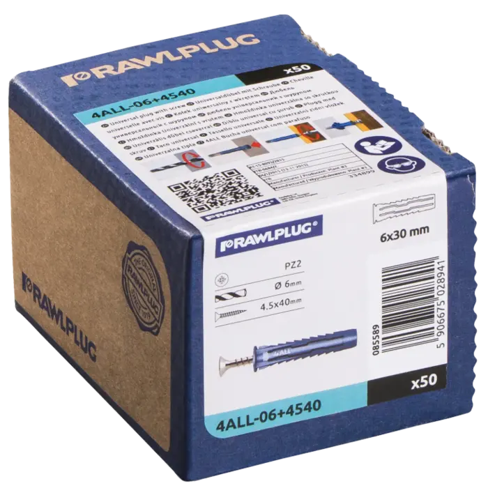 Дюбель універсальний із шурупом RAWLPLUG 4ALL (1шт.) PZ2 — Photo 3