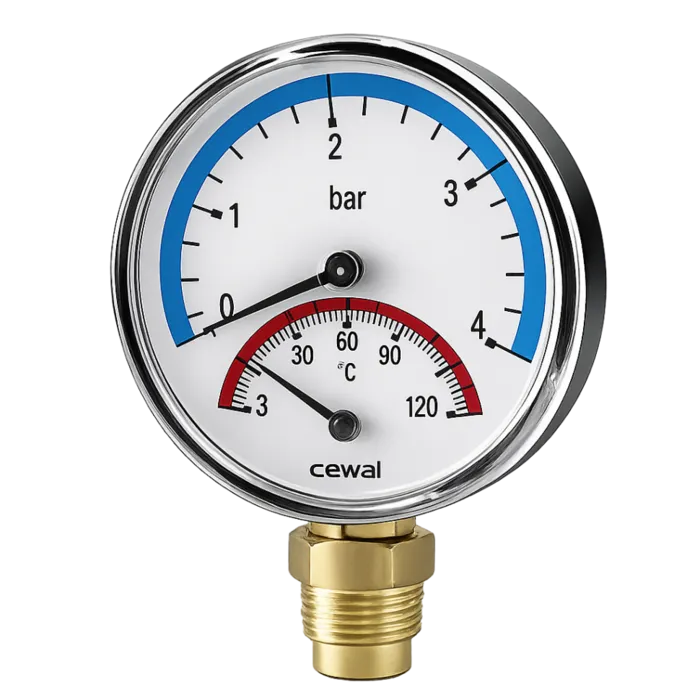 Радіальний термоманометр Cewal TRP 80 VI 1/2" 0-4 бар/0-120°С (91568400)
