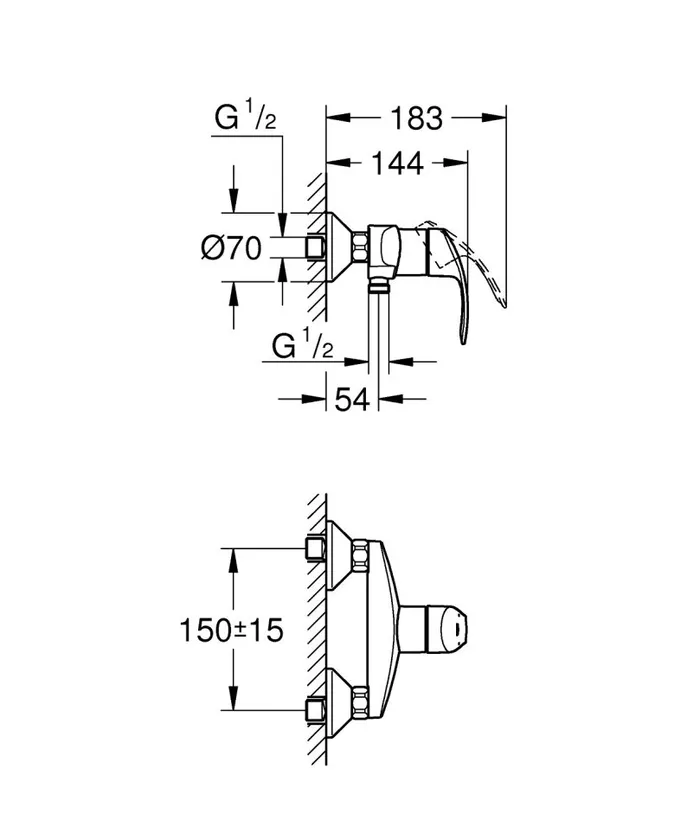 Змішувач одноважільний для душу Grohe Eurosmart (33555002) — Photo 1
