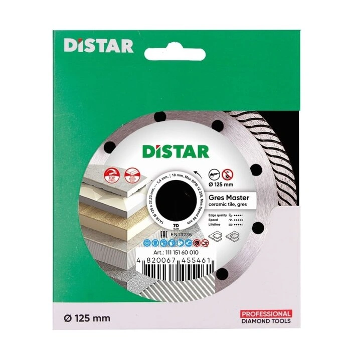 Коло алмазне відрізне по кераміці Distar 1A1R 125 Gres Master (11115160010) — Photo 4
