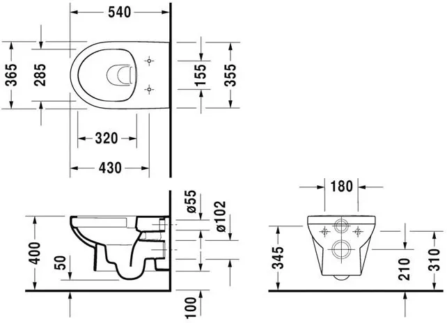 DURAVIT Унітаз підвісний Durastyle + сидіння (дуропласт, вільно падаюче) (45620900A1) — Photo 1