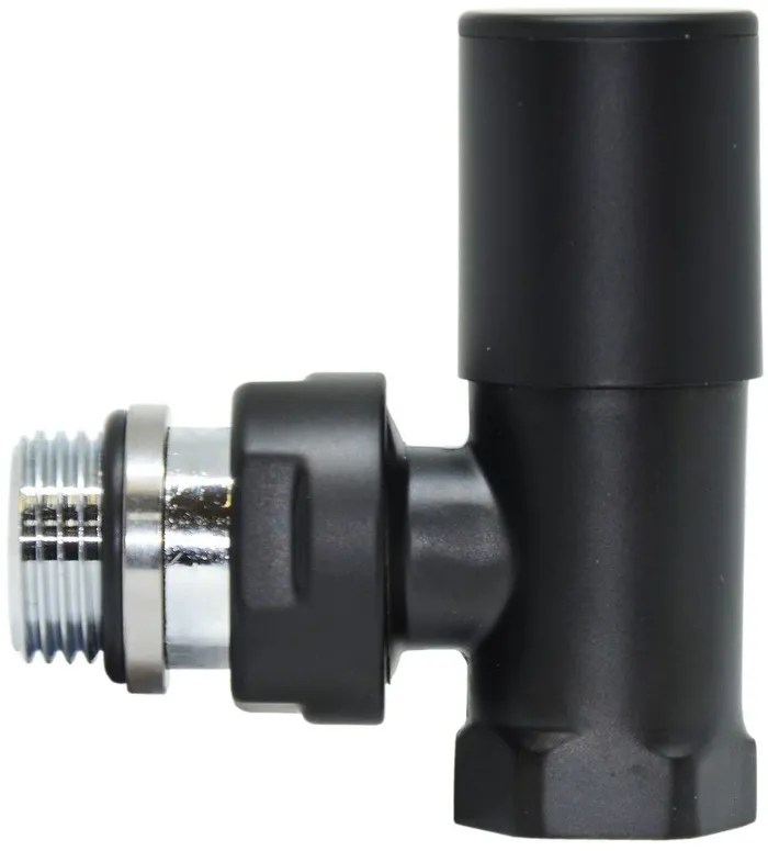 Кран радіаторний CARLO POLETTI Compact 1/2" кутовий чорний (V150310EE9005O) — Photo 2