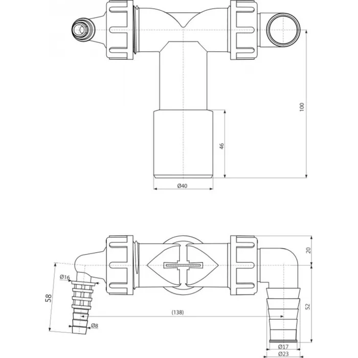 Коліно Alca Drain P156Z із двома штуцерами — Photo 1