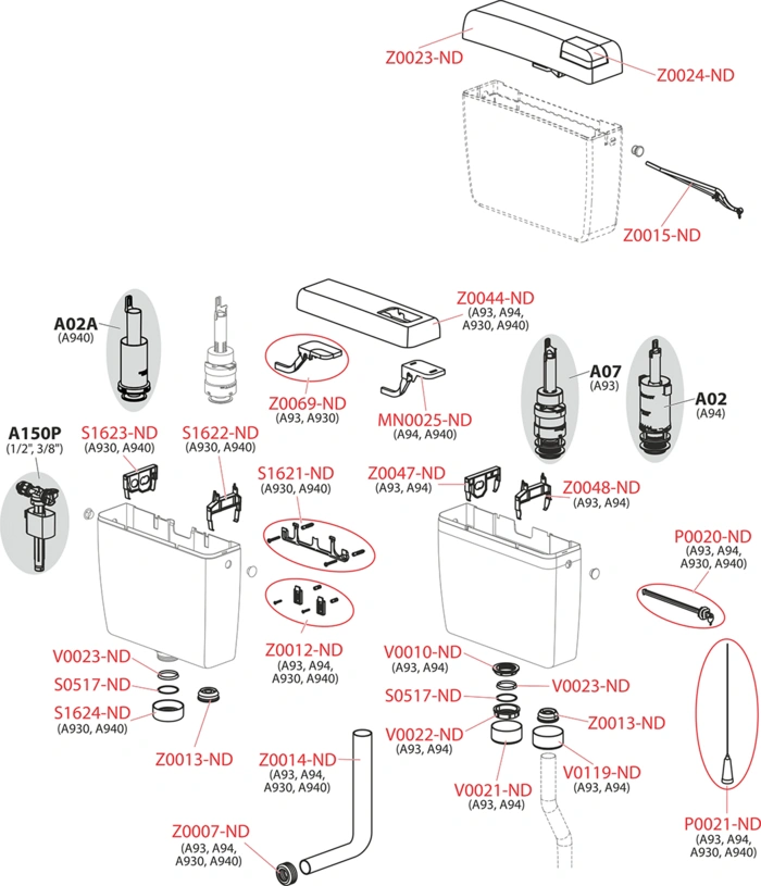 Alca Drain Бачок до унітаза/чаші генуя UNI Start - Stop (A940-H-1/2") — Photo 2