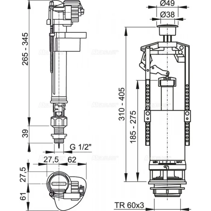 Випускний комплект Alca Drain SA2000S 1/2" CHROM — Photo 1