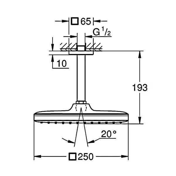 GROHE Верхній душ з тримачем до стелі Tempesta Cube 250 мм/193 мм (26688000) — Photo 1
