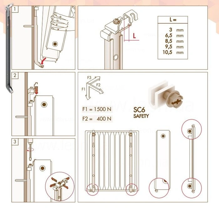 Настінний кронштейн для панельного радіатора MB Fix F7V EASY (2шт) (KORADO Z-U553/554) — Photo 2