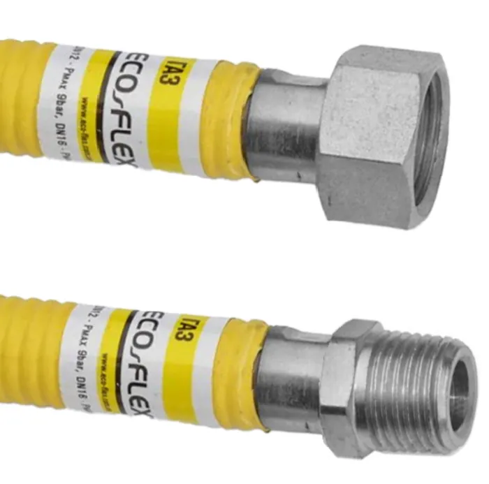 Шланг Eco-Flex для ГАЗУ жовтий 1/2"х1/2"вн./зовн. - 0,4м, GS1FM40