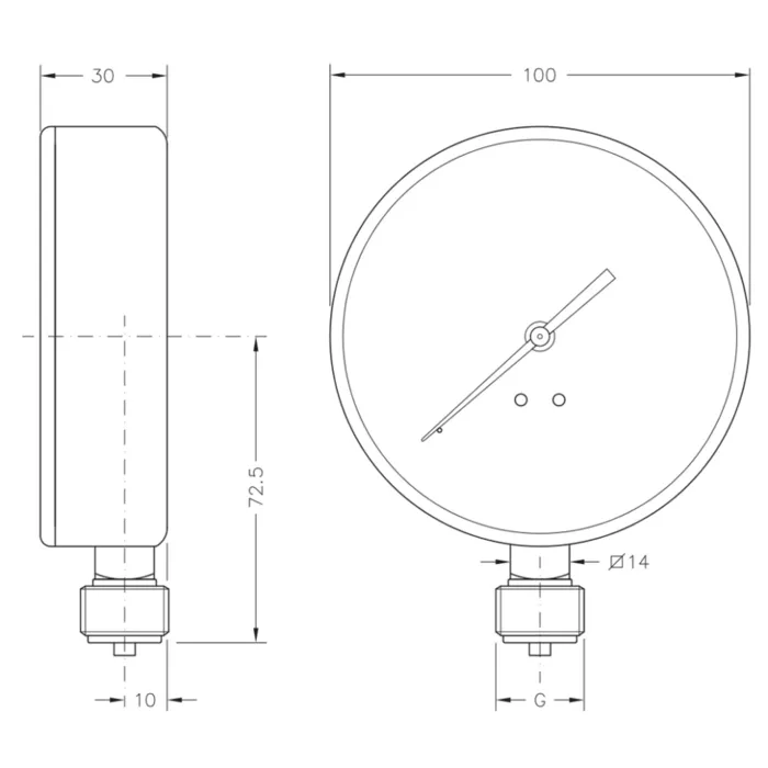 Манометр Cewal 1/2" 6 бар (Ø100) (91413310) — Photo 1