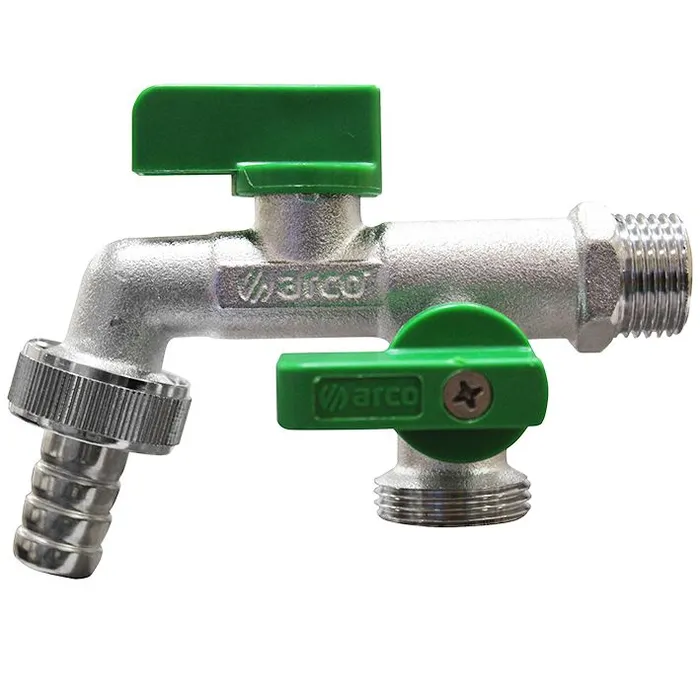 Кран кульовий ARCO NANO 00472 поливальний подвійний 1/2"x3/4"x3/4" — Photo 2