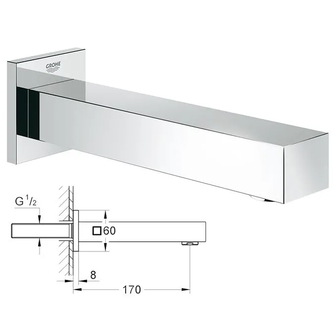 Вилив для ванни 170мм Grohe Eurocube (13303000)
