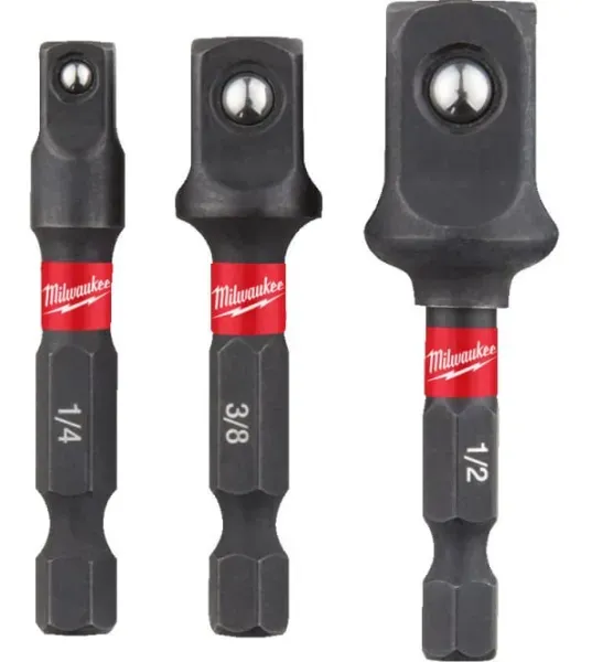 Milwaukee Набір перехідників з 1/4" Hex на хвостовик квадратний (1/4", 3/8", 1/2") (3шт.) (4932479228)