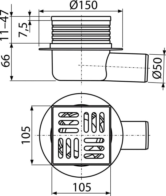 Зливний трап Alca Drain APV26 (мокрий затвор) — Photo 1
